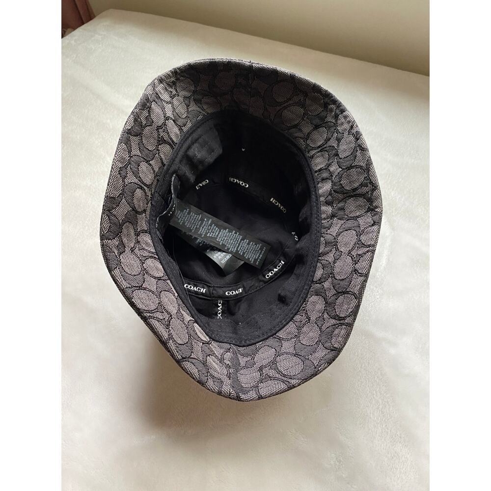 Coach Signature Jacquard Bucket Hat Black Gray C Print XS/S Retro - Picture 5 of 6